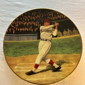 Jimmie Fox- Vintage Baseball Batter Decorative Plate - gold trim